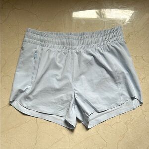 Athleta Gray and Blue Athletic Shorts with Relaxed Fit